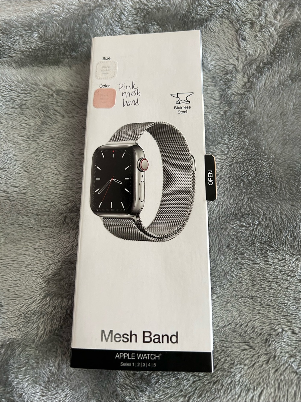 LARA Pink Mesh Band Stainless Steel Apple Watch Strap